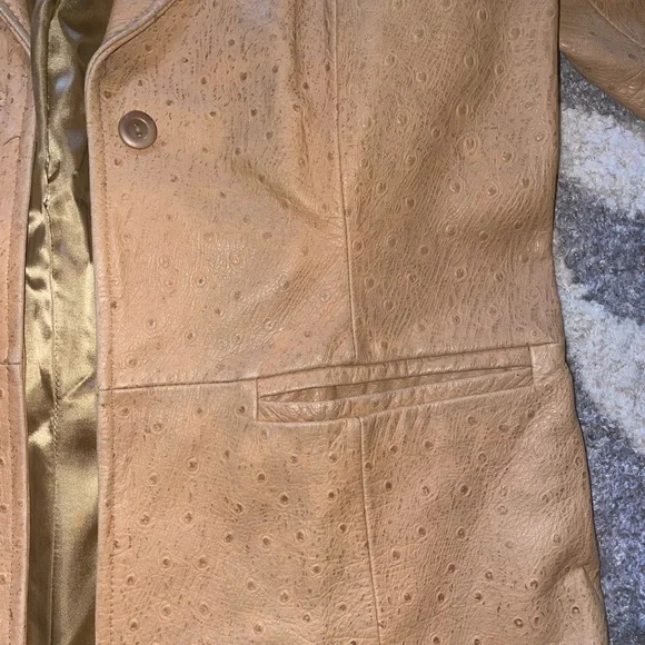 Vintage Classiques Entier 100% Leather Tan Jacket Blazer Women’s size 6 - Picture 6 of 9